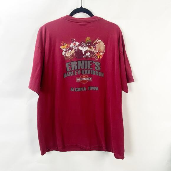 Vintage Hanes Looney Tunes Harley-Davidson T-Shirt 2XL Mens Motorcycle Racing - Picture 6 of 8